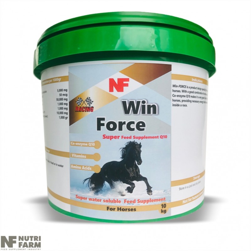 WIN FORCE<br>SUPER WATER SOLUBLE FEED SUPPLEMENT<br>Co-enzyme Q10, Vitamins, Amino Acids